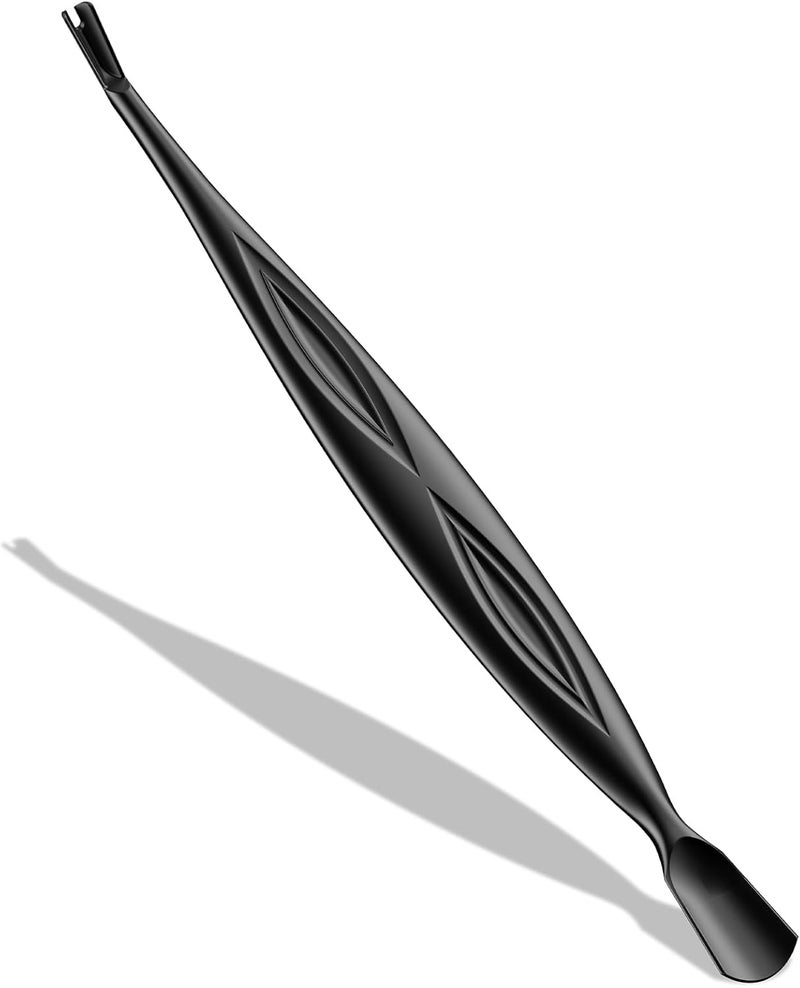 Baluca 2-in-1 Cuticle Pusher & Trimmer with Fork – Professional Stainless Steel Nail Cuticle Remover Tool for Pain-Free Manicure & Pedicure – Durable Metal Cuticle Nippers and Scraper, Black - Image 1
